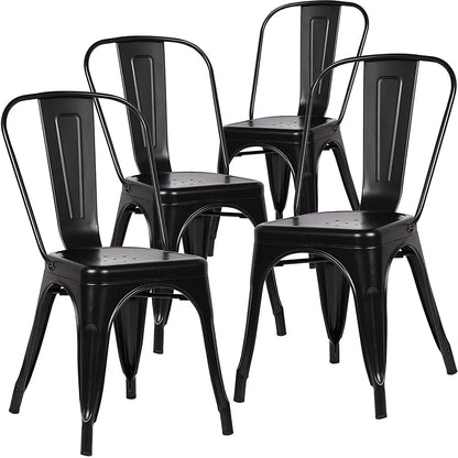 EGOONM Set di 4/8 sedie da pranzo moderne in metallo Sedie in stile industriale impilabili utilizzate per la sedia da pranzo all'aperto del terrazza del ristorante