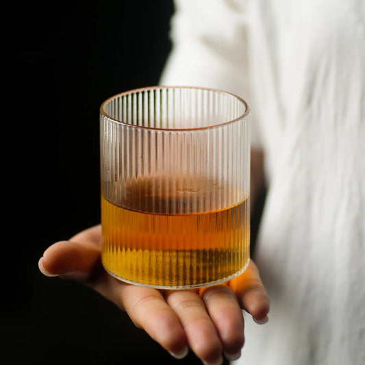 Set di 4 bicchieri da whisky ondulati, bicchieri da acqua, bicchieri da succo, bicchieri da acqua