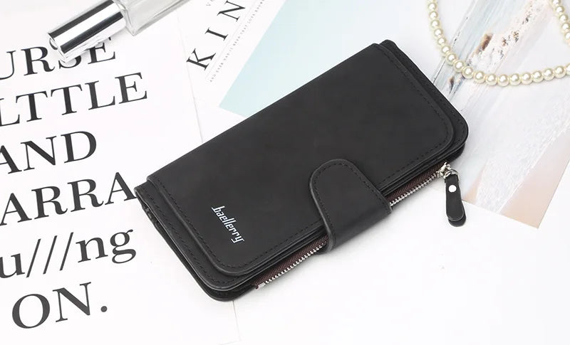 Nuovi portafogli da donna alla moda, lunghi, in PU di alta qualità, porta carte classico con cerniera per monete