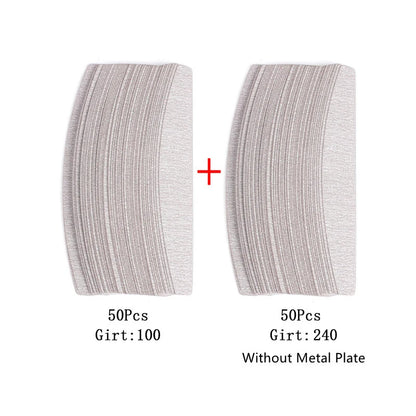Lima per unghie in carta vetrata di ricambio da 100 pezzi con manico in metallo Tampone rimovibile 100/180 Strisce bifacciale Lime per nail art per manicure