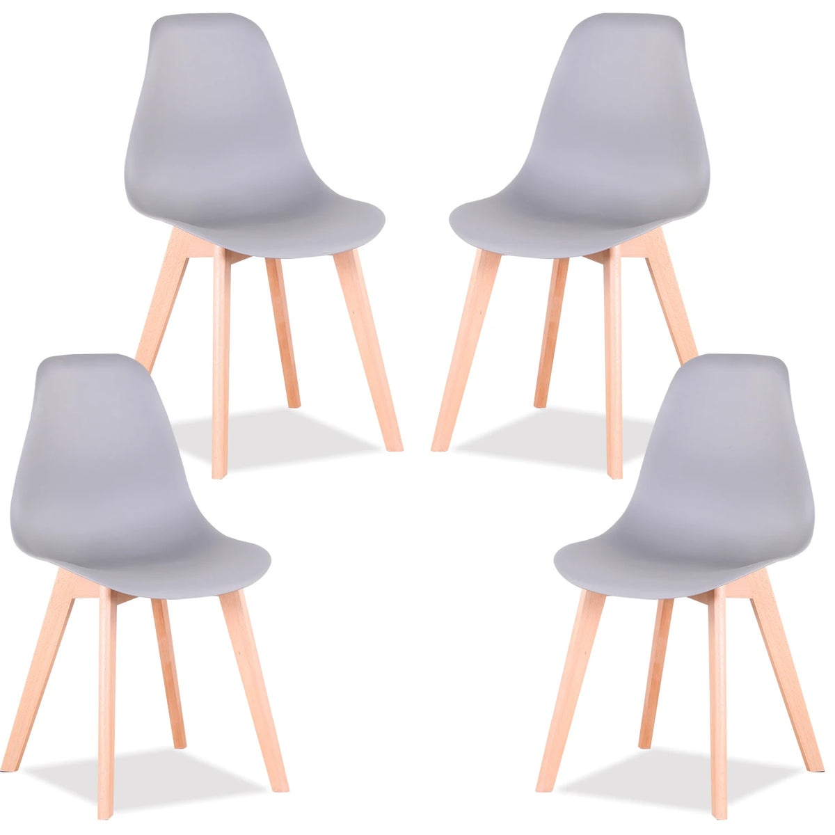 EGOONM Set di 4 sedie da pranzo medievali nordiche con gambe in legno massello per soggiorno sala da pranzo studio camera da letto (bianco/nero/grigio)