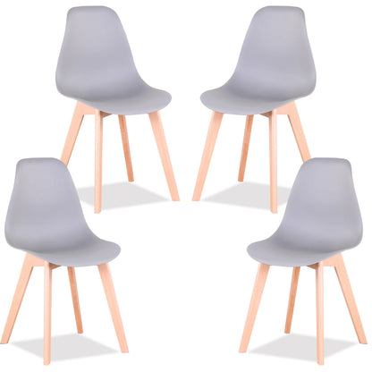 EGOONM Set di 4 sedie da pranzo medievali nordiche con gambe in legno massello per soggiorno sala da pranzo studio camera da letto (bianco/nero/grigio)