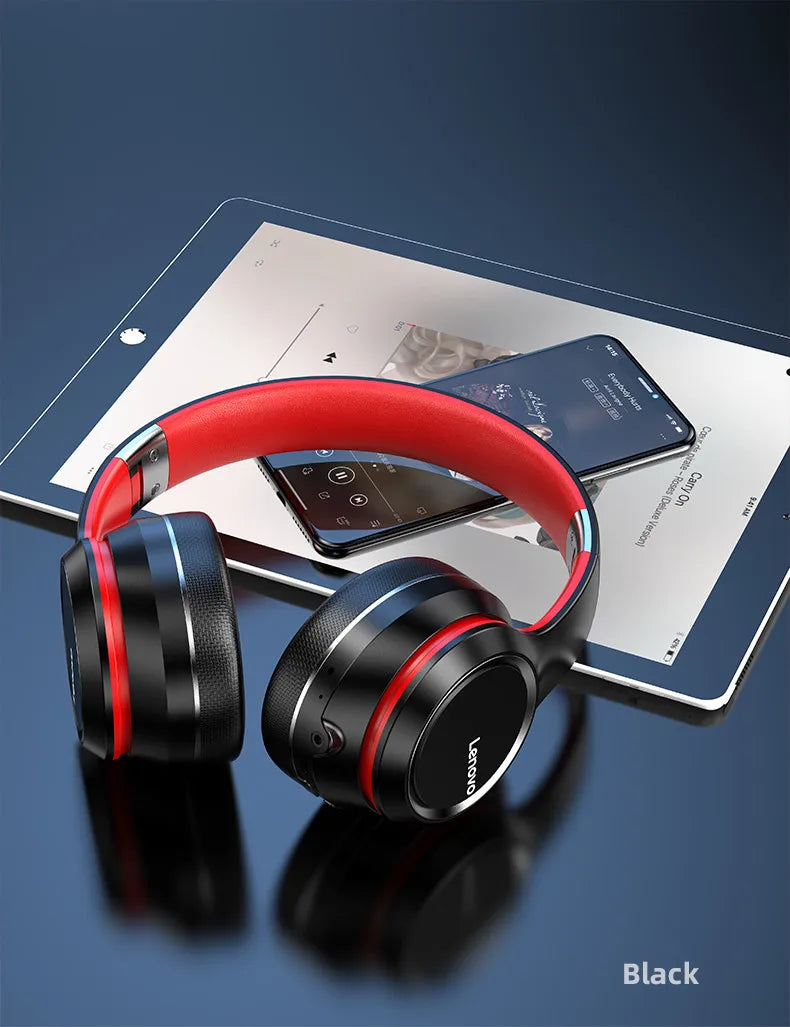 Lenovo HD200 Auricolari Bluetooth Over-ear Cuffie wireless pieghevoli per computer Cancellazione del rumore Cuffie da gioco stereo HIFI