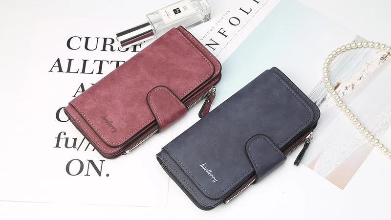 Nuovi portafogli da donna alla moda, lunghi, in PU di alta qualità, porta carte classico con cerniera per monete