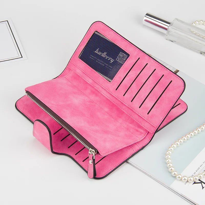 Nuovi portafogli da donna alla moda, lunghi, in PU di alta qualità, porta carte classico con cerniera per monete