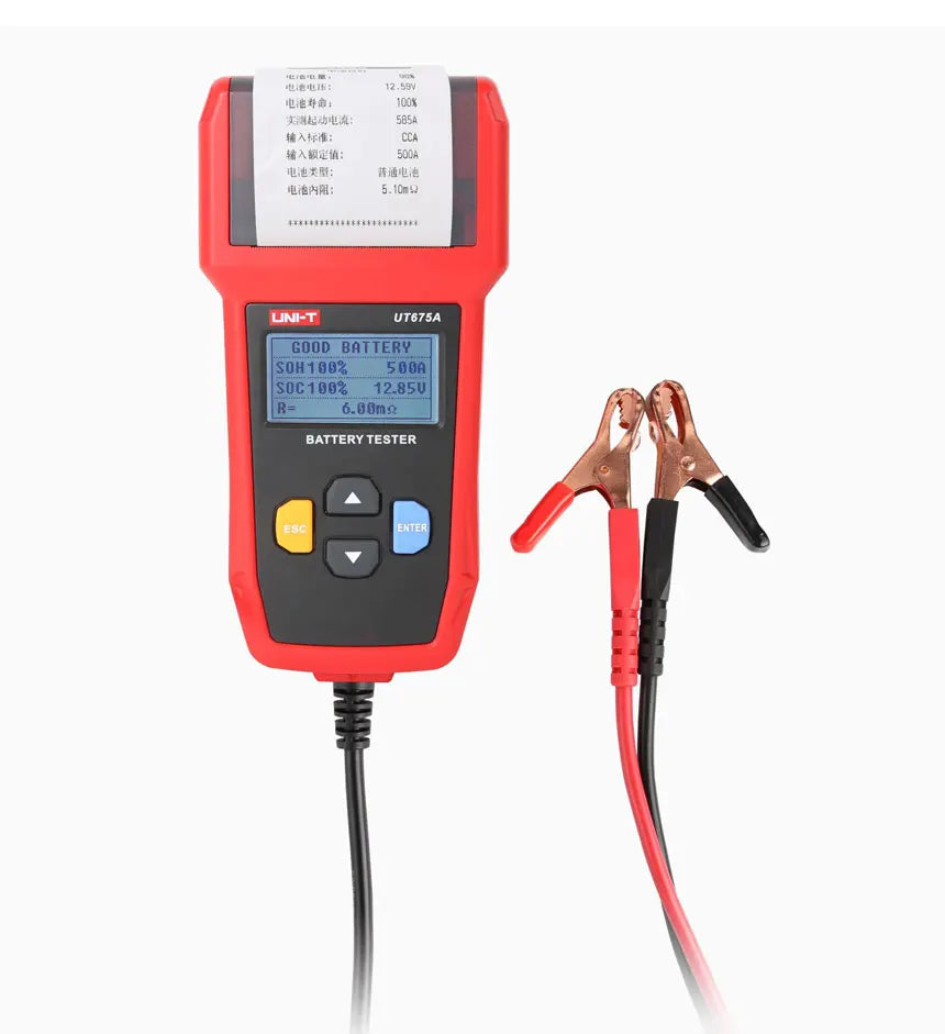 UNI-T UT673A UT675A Tester per batteria automobilistica controllore digitale con stampante Tester di carico per batteria per auto professionale 12V 24V