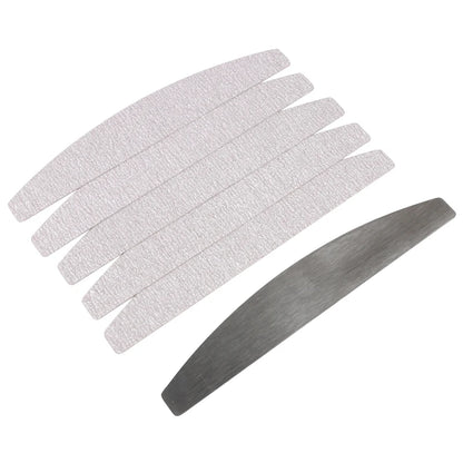 50 pz/100 pz grigio cuscinetti rimovibili con manico in metallo sostituzione carta vetrata lima per unghie 100/180 per Manicure calli Remover Buffer