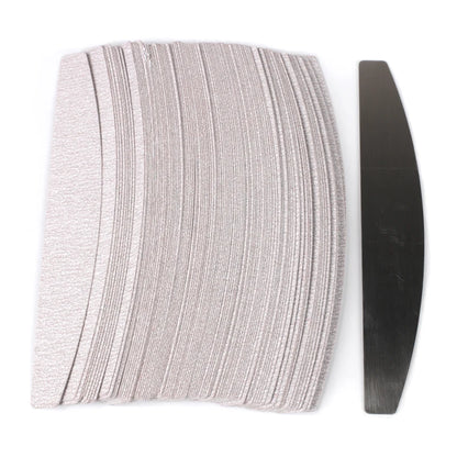 50 pz/100 pz grigio cuscinetti rimovibili con manico in metallo sostituzione carta vetrata lima per unghie 100/180 per Manicure calli Remover Buffer