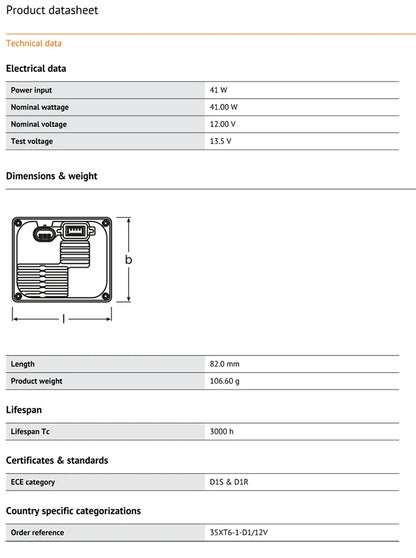 OSRAM XENAELECTRON D1S D1R Zavorra allo xeno 35XT6 12V 35W Nuovo originale Adattatore per fari HID per auto ECG per scarico gas automatico, 1x