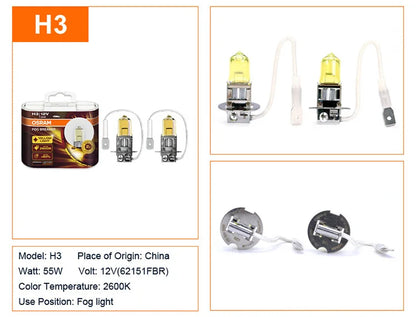 OSRAM Interruttore fendinebbia 2600K H1 H3 H4 H7 H8 H11 H16 9005 9006 Lampadine 12V Lampade alogene per auto più luminose 2 pezzi