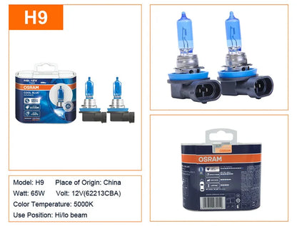 OSRAM Cool Blue Advance H4 H7 H9 H11 12V 5000K Bianco puro H1 H3 HB3 HB4 Xenon Look Auto Lampade alogene Faro originale