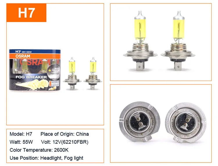 OSRAM Interruttore fendinebbia 2600K H1 H3 H4 H7 H8 H11 H16 9005 9006 Lampadine 12V Lampade alogene per auto più luminose 2 pezzi