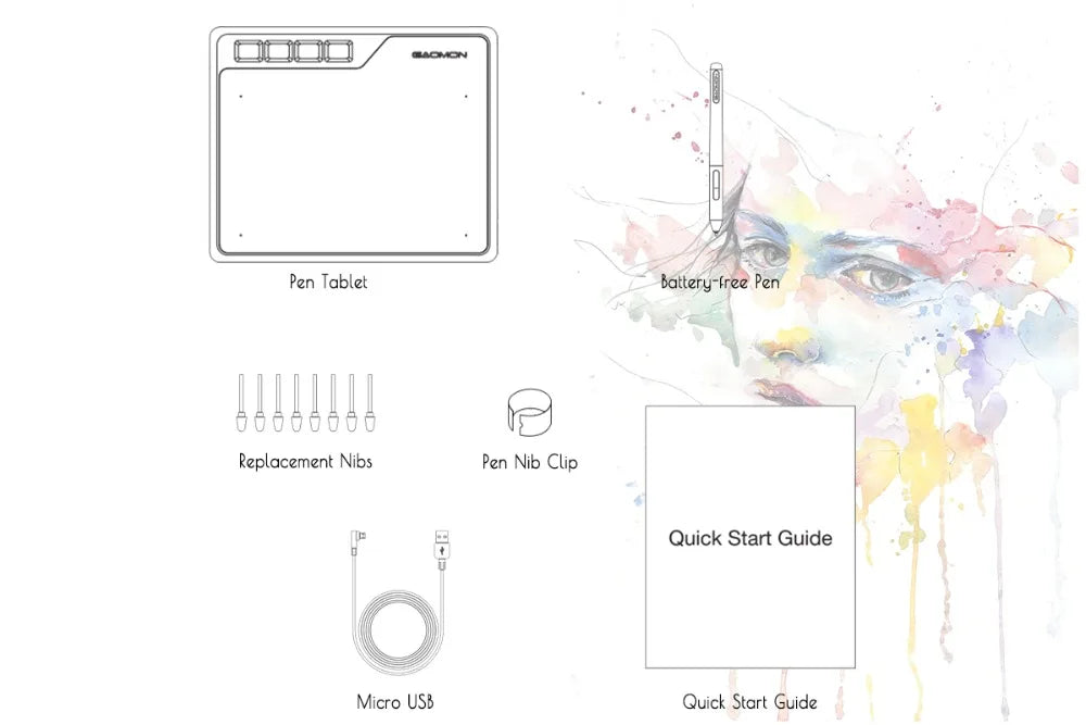 GAOMON S620 Tavoletta con penna digitale da 6,5x4 pollici per disegno Design Telefono Android Windows Mac OS Tavoletta grafica compatibile con sistema