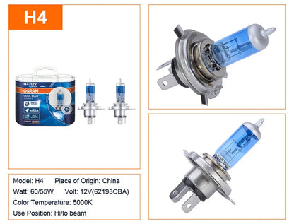 OSRAM Cool Blue Advance H4 H7 H9 H11 12V 5000K Bianco puro H1 H3 HB3 HB4 Xenon Look Auto Lampade alogene Faro originale