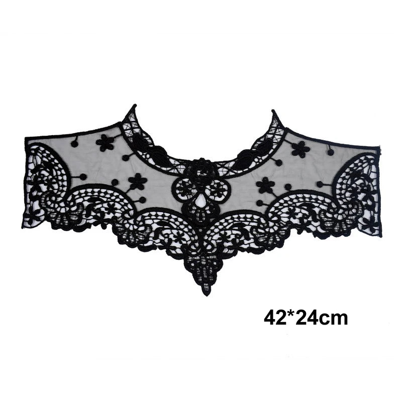 Applique in Pizzo per Abiti, Accessori Decorativi per Costumi, Colletti Fai-da-Te, Bordi per Cucito, Bianco e Nero