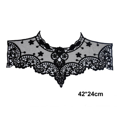 Applique in Pizzo per Abiti, Accessori Decorativi per Costumi, Colletti Fai-da-Te, Bordi per Cucito, Bianco e Nero