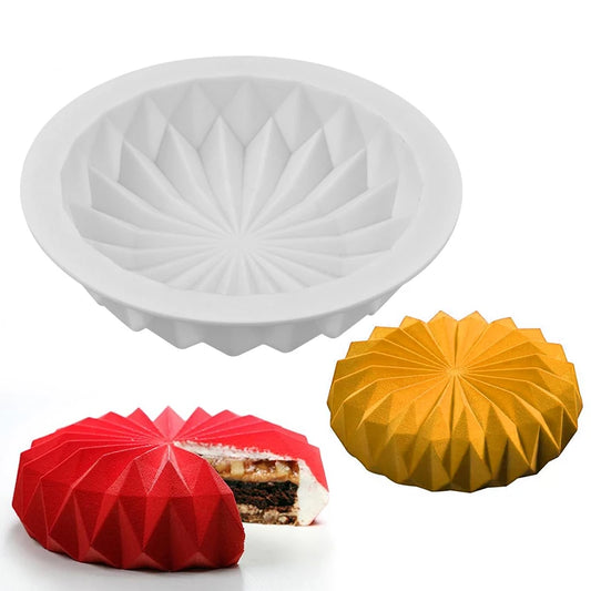 Stampo in silicone per mousse, stampo 3D rotondo per torte, stampo per torte a forma di origami, strumenti per decorare, accessori per la preparazione di mousse e dessert, utensili da forno.