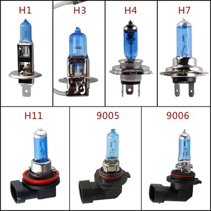 Lampadine alogene super luminose H1 H3 H4 H7 H11 9005 HB3 9006 HB4 55W 100W 12V 5000K Faro per auto Fendinebbia Lampada di guida Bianca