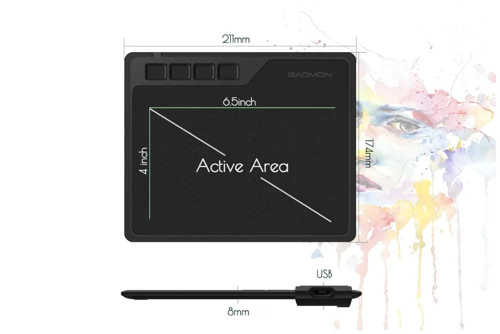 GAOMON S620 Tavoletta con penna digitale da 6,5x4 pollici per disegno Design Telefono Android Windows Mac OS Tavoletta grafica compatibile con sistema