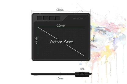 GAOMON S620 Tavoletta con penna digitale da 6,5x4 pollici per disegno Design Telefono Android Windows Mac OS Tavoletta grafica compatibile con sistema