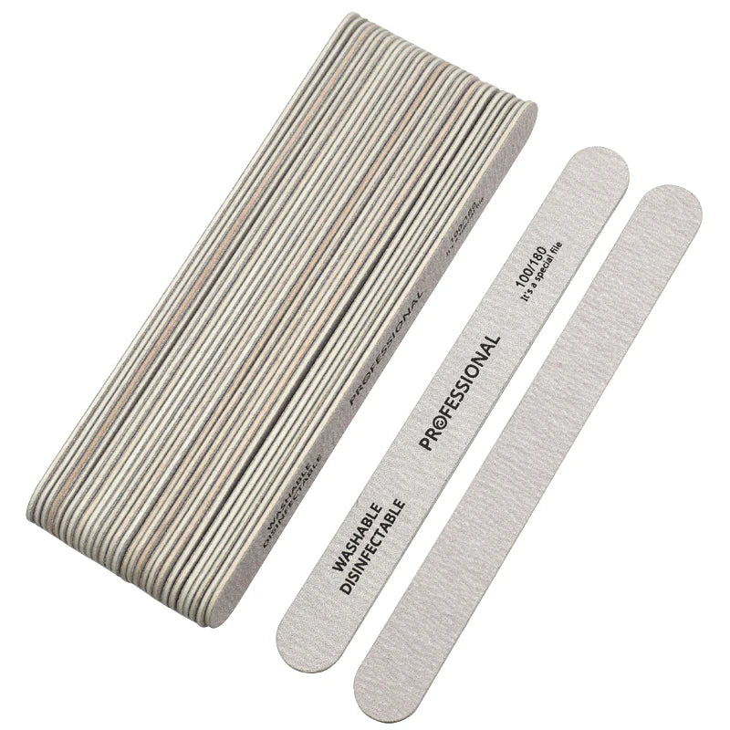 10 pz Lima per unghie 100/180 Tampone per unghie in legno Carta vetrata professionale Lime per smalto gel per unghie Forte spessore Levigatura grigia Strumenti per manicure