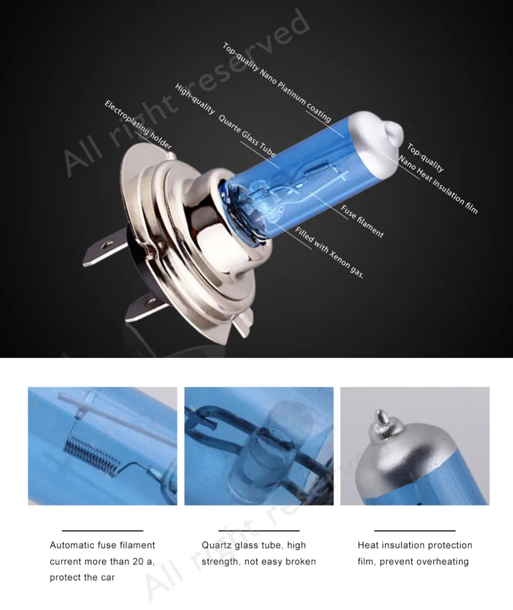 1 pz H7 100 W 12 V 55 W Super Luminoso Bianco Fendinebbia Lampadina Alogena Ad Alta Potenza Auto Fari Lampada Auto Sorgente luminosa parcheggio