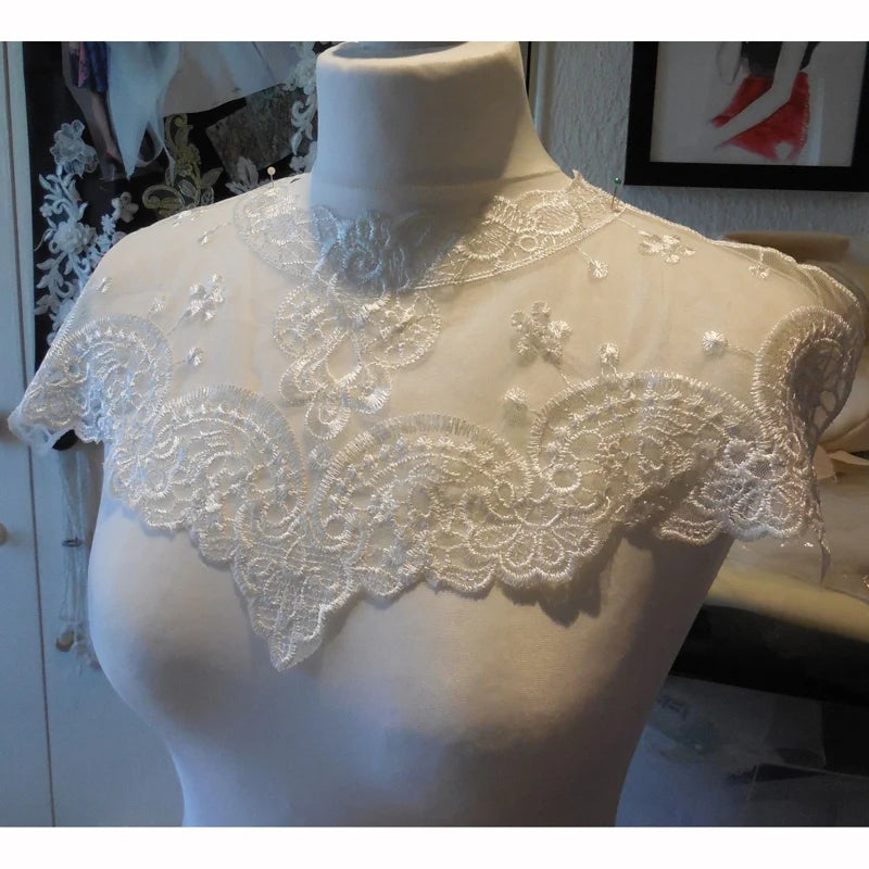 Applique in Pizzo per Abiti, Accessori Decorativi per Costumi, Colletti Fai-da-Te, Bordi per Cucito, Bianco e Nero