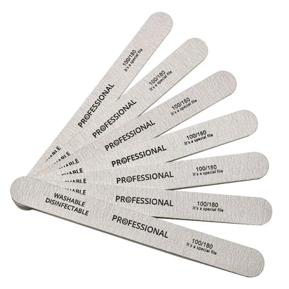 10 pz Lima per unghie 100/180 Tampone per unghie in legno Carta vetrata professionale Lime per smalto gel per unghie Forte spessore Levigatura grigia Strumenti per manicure