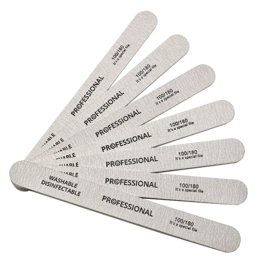 10 pz Lima per unghie 100/180 Tampone per unghie in legno Carta vetrata professionale Lime per smalto gel per unghie Forte spessore Levigatura grigia Strumenti per manicure
