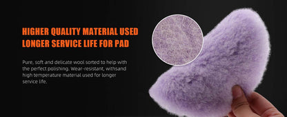 SPTA 1PC 3"(80mm)/5"(125mm)/6"(150mm) Tampone per lucidatura di agnelli ad alta densità in lana viola per lucidatrice RO/DA