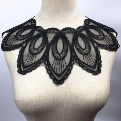 Applique in Pizzo per Abiti, Accessori Decorativi per Costumi, Colletti Fai-da-Te, Bordi per Cucito, Bianco e Nero