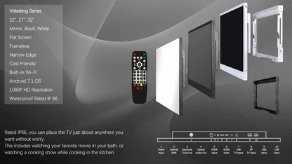 Souria 27 pollici Specchio magico TV LED impermeabile per bagno DTV Sintonizzatore WiFi Android TV Hotel Pubblicità SPA Salon US DVB-T T2 C