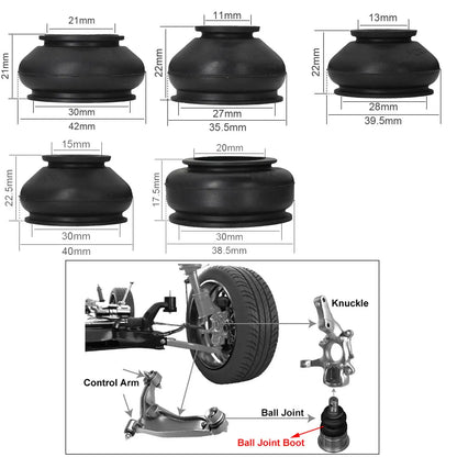 14x Confezione multipla Universale per auto Sospensione Sterzo Giunto sferico Gomma Antipolvere Boot Copertura Pista Tie Girevole Aste Estremità Set Parti Accessori