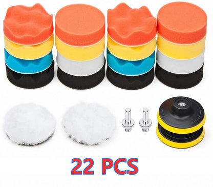 Kit di tamponi in spugna per lucidatura per auto Kit tampone in schiuma Tampone per lucidatrice Tamponi per cera per veicoli a motore per motociclette Rimuove i graffi