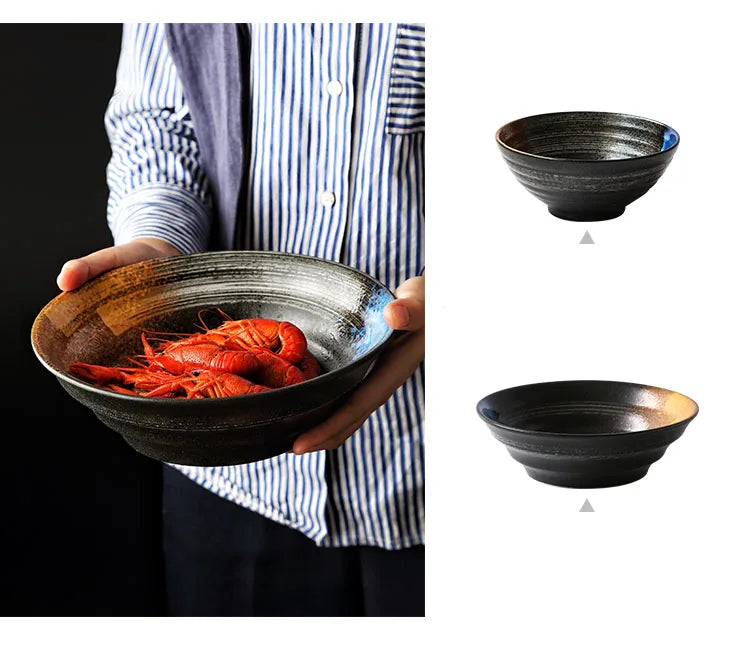 ANTOWALL Giapponese Set di Cena di Ceramica Retrò Giapponese Set Da Tavola Frosted Texture Ciotola Piatto di Casa Piatto Piatto Ristorante Hotelware