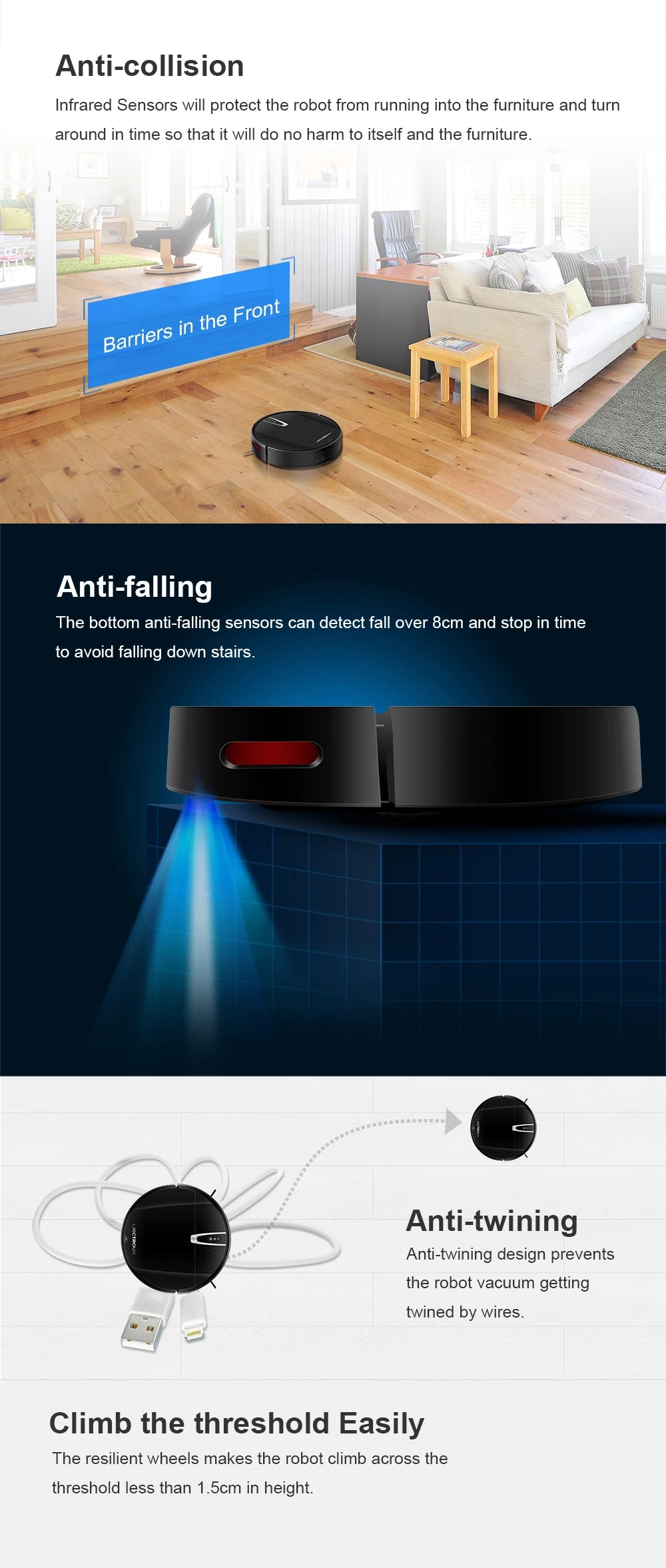 LIECTROUX V3S PRO Robot Aspirapolvere e Lavapavimenti, Mappatura Intelligente, App WiFi, 4KPa, Motore Senza Spazzole, Ideale per Peli di Animali, Tappeti, Pavimenti