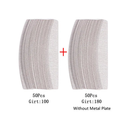 Lima per unghie in carta vetrata di ricambio da 100 pezzi con manico in metallo Tampone rimovibile 100/180 Strisce bifacciale Lime per nail art per manicure
