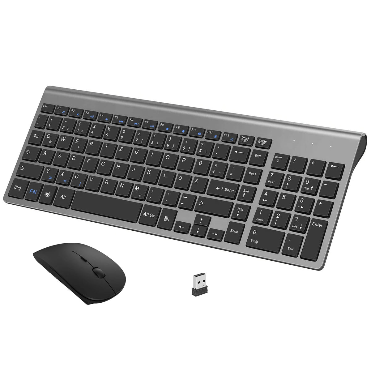 Tastiera e mouse tedeschi wireless QWERTZ combinati set di tasti a forbice compatto silenzioso ultra sottile 2.4G per PC portatile tv box