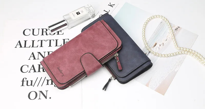 Nuovi portafogli da donna alla moda, lunghi, in PU di alta qualità, porta carte classico con cerniera per monete