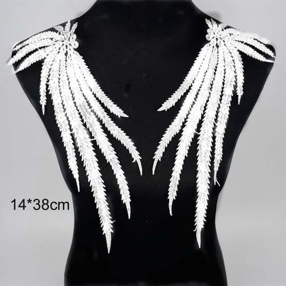 Applique in Pizzo per Abiti, Accessori Decorativi per Costumi, Colletti Fai-da-Te, Bordi per Cucito, Bianco e Nero