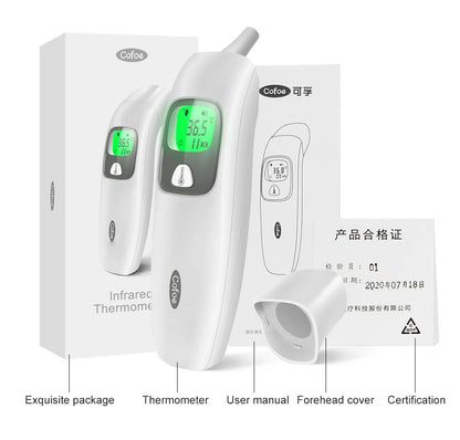 Cofoe Termometro digitale per fronte e orecchie 2 in 1 Termometro medico senza contatto per neonati/adulti ±0,1 ℃   Misura precisa della temperatura