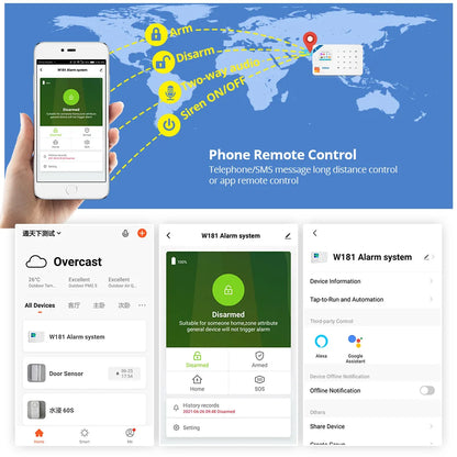 KERUI W184 Tuya Smart 4G Sistema di Allarme Wireless WIFI GSM Allarme Rilevatore di Movimento Sensore Porta Antifurto Supporto Alexa e Google