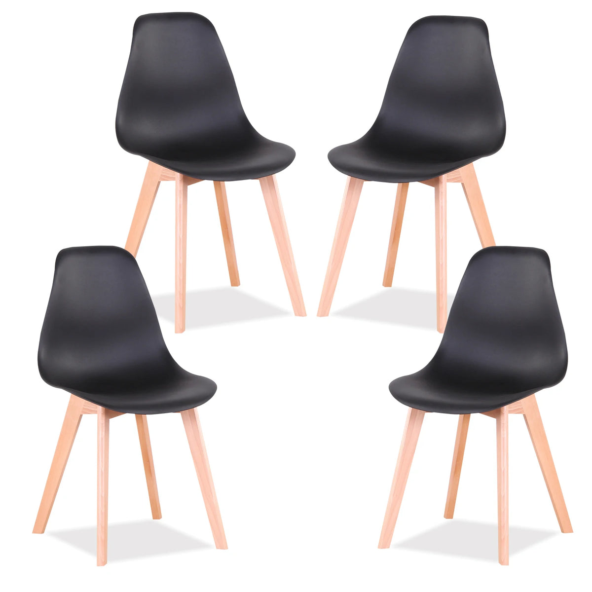EGOONM Set di 4 sedie da pranzo medievali nordiche con gambe in legno massello per soggiorno sala da pranzo studio camera da letto (bianco/nero/grigio)