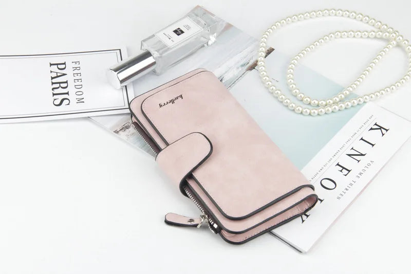 Nuovi portafogli da donna alla moda, lunghi, in PU di alta qualità, porta carte classico con cerniera per monete