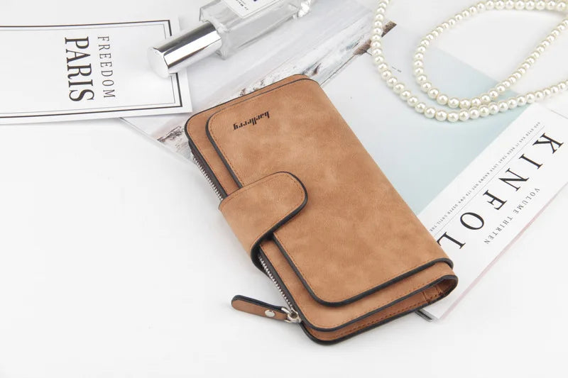 Nuovi portafogli da donna alla moda, lunghi, in PU di alta qualità, porta carte classico con cerniera per monete