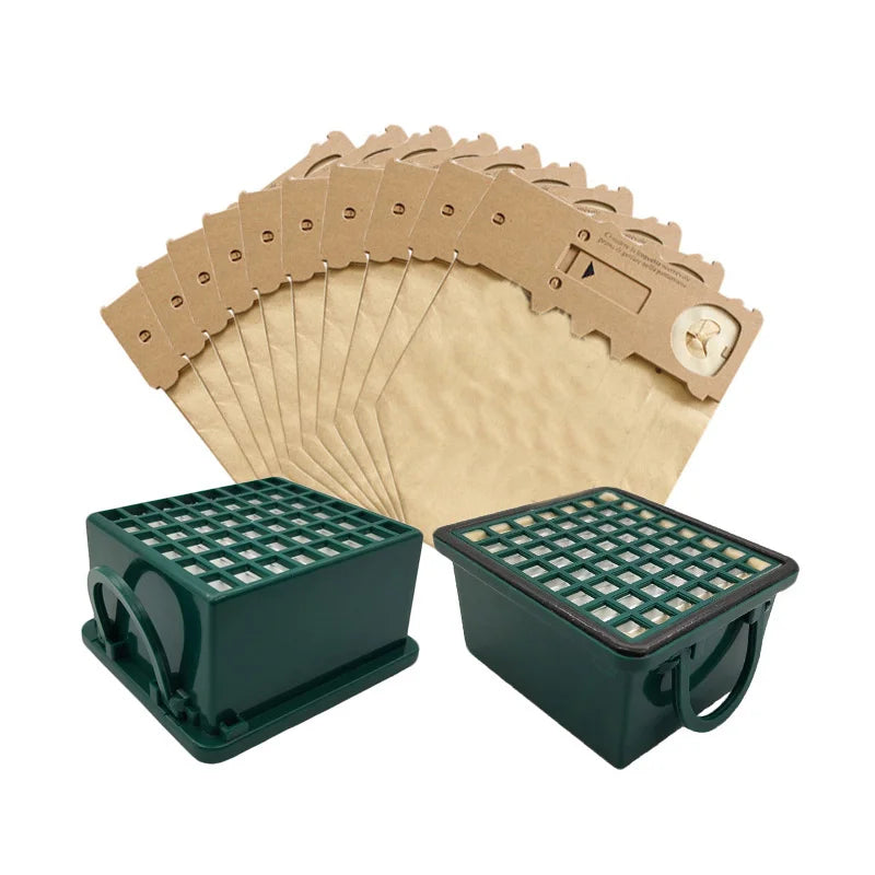 12 pz/lotto Aspirapolvere Accessori Ricambi 10 sacchetto di polvere + 2 kit di filtri Hepa per Vorwerk VK130 VK131 kobold130 131 FP131