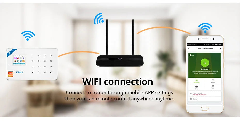 KERUI W184 Tuya Smart 4G Sistema di Allarme Wireless WIFI GSM Allarme Rilevatore di Movimento Sensore Porta Antifurto Supporto Alexa e Google