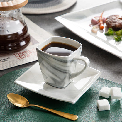 MALACASA 30/60 pz marmo grigio porcellana stoviglie Set di stoviglie con 6 pezzi Dessert/zuppa/piatto cena/tazza/piattino, servizio per 12