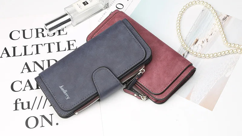 Nuovi portafogli da donna alla moda, lunghi, in PU di alta qualità, porta carte classico con cerniera per monete