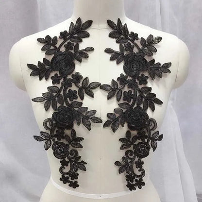 Applique in Pizzo per Abiti, Accessori Decorativi per Costumi, Colletti Fai-da-Te, Bordi per Cucito, Bianco e Nero